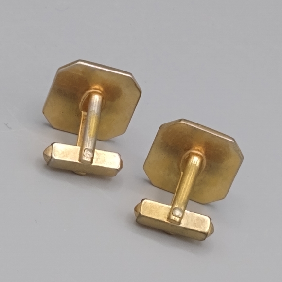 Gold Geometric Pyramid Cuff Links Vintage - Picture 4 of 12